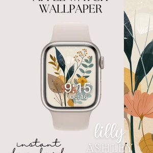 Aesthetic Floral Apple Watch Face, Boho Neutral Watch Background, Womens Apple Watch Wallpaper, Floral Apple Watch Face Instant Download