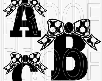 Monogram SVG Letter Set uppercase A-Z cutting files SVG/PNG/jpg monogram svg letter svg bow svg cheer svg cheer monogram polkadot bow svg