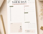 Minimalist Daily Planner Printable | Aesthetic Planner Page PDF Daily Schedule Habit Tracker | Neutral Blush Pink Productivity Sheet 8.5x11
