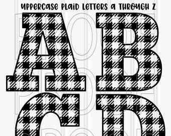 Plaid SVG Letter Cut File Set of 26 SVG/PNG formats uppercase letters buffalo plaid and solid alphabet svg letter monogram svg downloadable