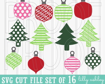 Christmas SVG Files Set of 16 cut files includes svg/png/jpg formats! Commercial use approved! ornament svg woodland svg christmas tree svg
