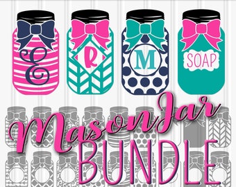 Mason Jar SVG File bundle of 36 cut files! monogram svg png jpg mason jar svg mason jar monogram {colors/letters for display only}