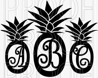 Pineapple SVG Letter Cut File Set of 27-uppercase Letters A-Z and solid for layering svg/png/jpg formats. Pineapple monogram summer monogram