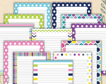 Printable Border Paper Lines Pack of 24 PNG & PDF-8.5x11 With Borders, Printable Paper, Printable Stationary, Computer Paper With Lines