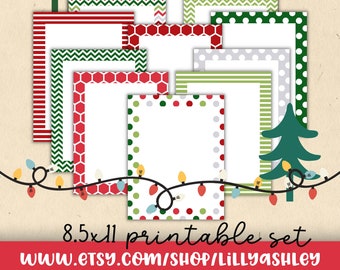 Christmas Border Paper Pack of 24-8.5x11-JPG Bordered paper printable borders christmas printable christmas paper