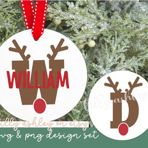 Reindeer SVG PNG set of 26 reindeer letter files-uppercase-Christmas monogram svg christmas ornament svg christmas gift tag svg antlers svg