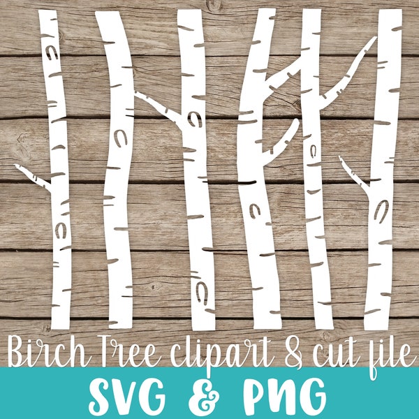 Birch Tree SVG Cut File svg/png formats. birch tree clipart black and white PNG and SVG