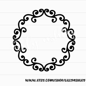 Monogram Frame SVG & PNG-round svg Circle Frame Flourish Frame Flourish svg