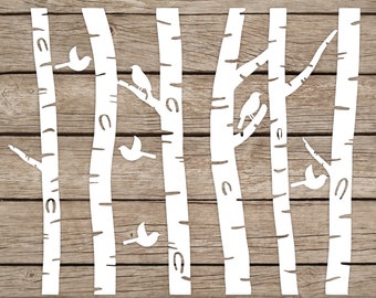 Birch Tree SVG Cut File svg/png formats. birch tree clipart black and white PNG and SVG with birds svg