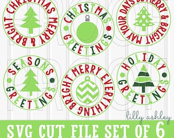 Christmas SVG Files Set of 6 cut files includes svg/png/jpg formats! Commercial use approved! Holiday svg Christmas tree svg ornament svg