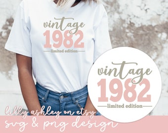 1982 SVG PNG Vintage 1982 birthday celebration 42 birthday svg vintage svg 42nd svg Turning 42 Birthday Milestone