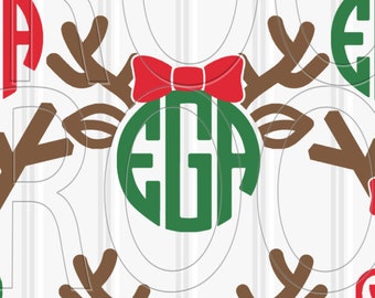 Christmas Monogram SVG Files Set of 8 cut files includes svg/png/jpg formats! Commercial use approved!  reindeer svg reindeer christmas svg