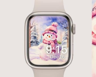 Christmas Apple Watch Face, Snowman Watch Background, Womens Apple Watch Wallpaper for Winter, Holiday Apple Watch Face