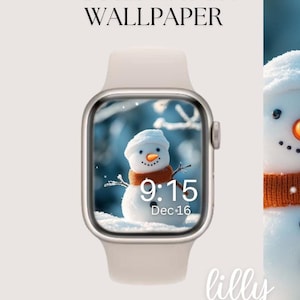 Fondo de pantalla de Apple Watch para Navidad, fondo de pantalla de muñeco de nieve, fondo de pantalla de Apple Watch para mujer para invierno, fondo de pantalla de Apple Watch para vacaciones
