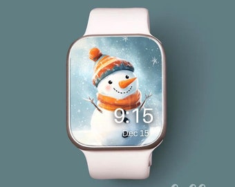 Apple Watch Face, Snowman Smart Watch Background, Womens Apple Smartwatch Wallpaper for Winter, Holiday Apple Watch Face