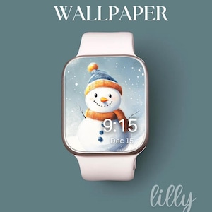 Fondo de pantalla de Apple Watch para Navidad, fondo de pantalla de muñeco de nieve, fondo de pantalla de Apple Watch para mujer para invierno, fondo de pantalla de Apple Watch para vacaciones