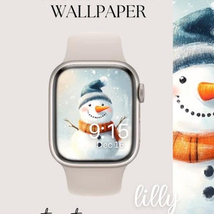 Fondo de pantalla de Apple Watch con muñeco de nieve, fondo de pantalla de Apple Watch para mujer para invierno, fondo de pantalla de Apple Watch para vacaciones