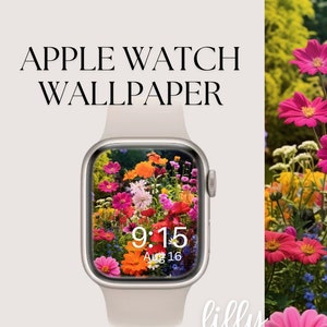 Quadrante mela Wildflower, sfondo dell’orologio, sfondo dell’Apple Watch da donna, bel download istantaneo del quadrante dell’orologio per l’estate
