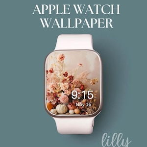 Fall Apple Watch Face, Pumpkin Watch Background, Womens Apple Watch Wallpaper, Autumn Floral Apple Watch Face Instant Download for Fall