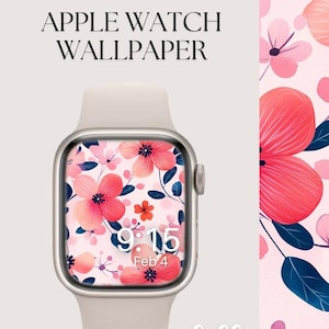 Quadrante Apple Watch floreale rosso, sfondo carino per orologio, sfondo per Apple Watch da donna, sfondo floreale per orologio, quadrante rosa primaverile
