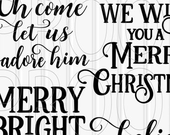 Christmas SVG File Set of 6 cut files includes svg/png/jpg formats Commercial use ok believe svg merry and bright svg christmas svg