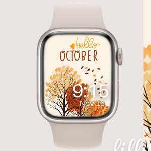 Fall Apple Watch Face, Watch Background, Womens Apple Watch Wallpaper, Pretty Autumn Leaves Apple Watch Face Instant Download for Fall