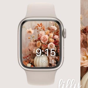 Fall Apple Watch Face, Pumpkin Watch Background, Womens Apple Watch Wallpaper, Autumn Floral Apple Watch Face Instant Download for Fall