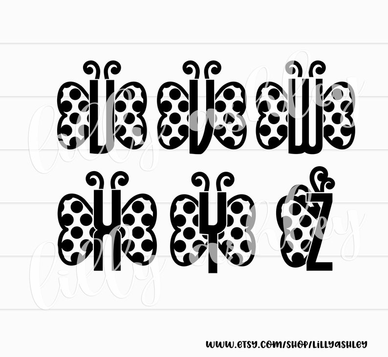 Butterfly SVG Monogram Set A-Zsvg & png formatsspring svg butterfly monogram svg letter svg spring monogram svg files butterfly alphabet image 3