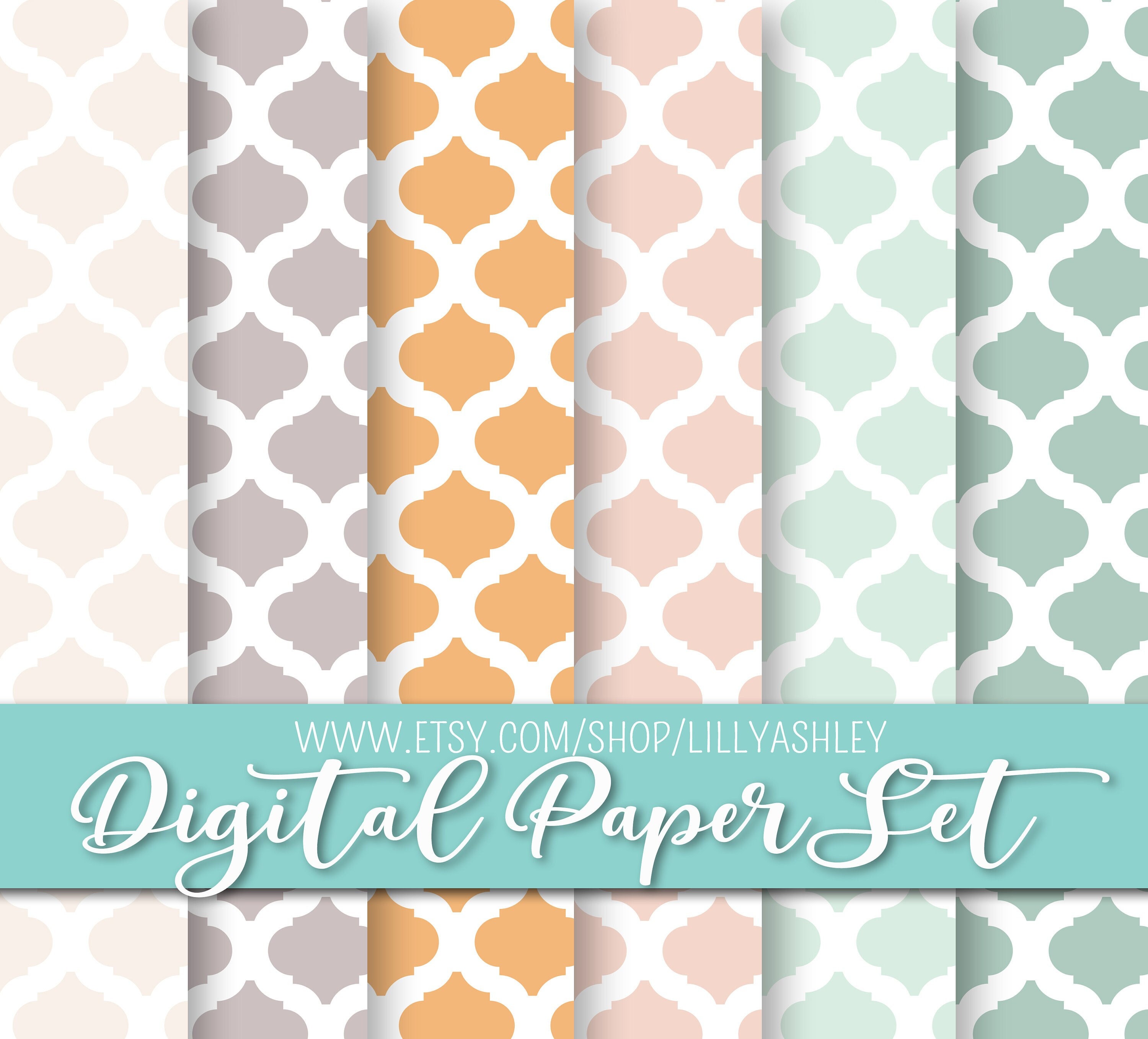Boho Digital Paper Pack of 6--JPG format--12x12 - Pale Pastel Quatrefoil Pattern Backgrounds - Aesthetic Backdrops - Scrapbook Paper Graphic Boho Digital Paper Pack of 6--JPG format--12x12 - Pale Pastel Quatrefoil Pattern Backgrounds - Aesthetic Backdrops - Scrapbook Paper Graphic