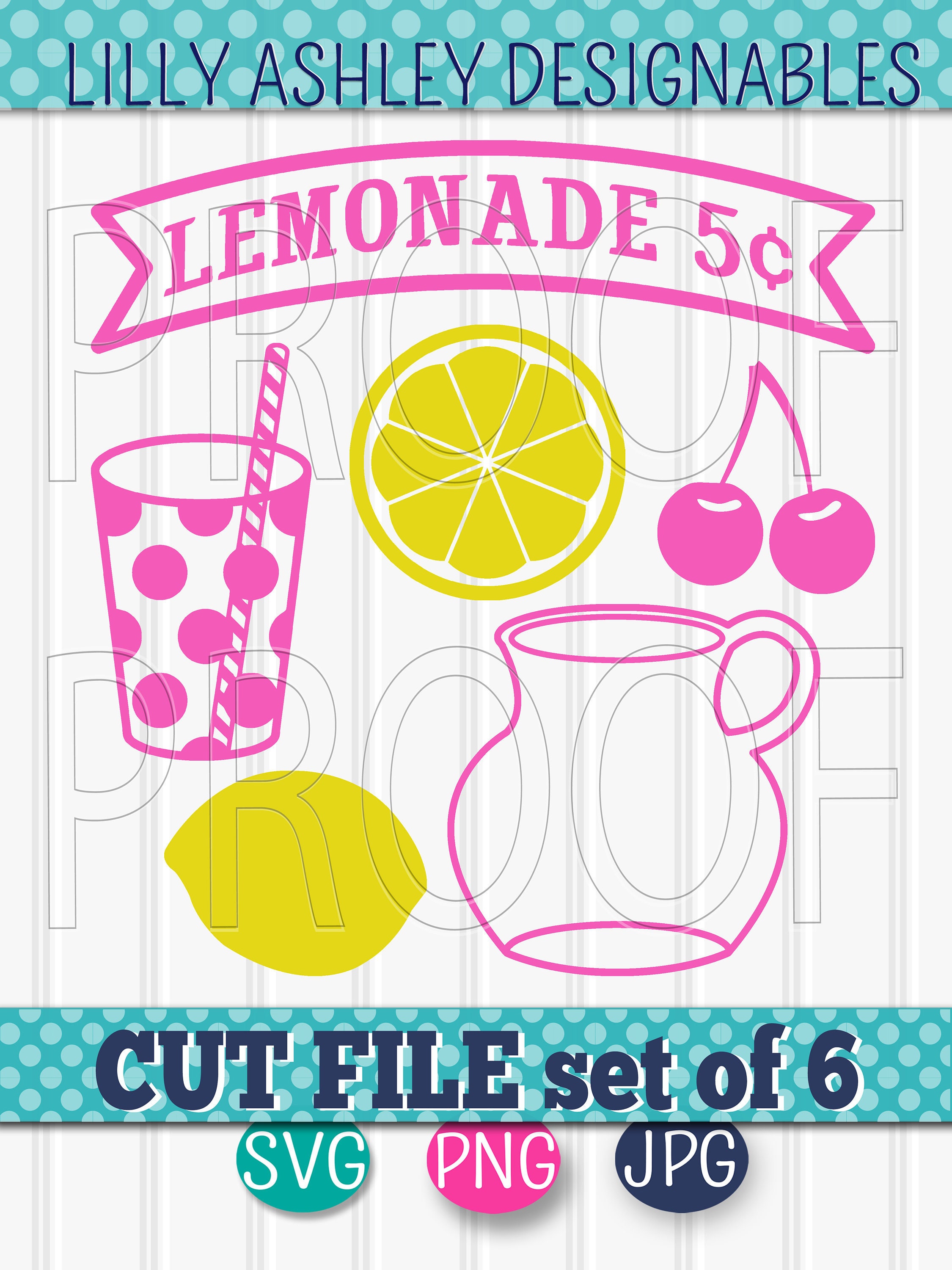 Download Summer SVG set of 6 cut files SVG png jpg formats lemonade ...