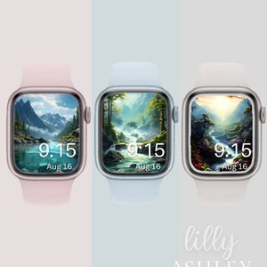 Nature Earthy Apple Watch Face SET of THREE , Watch Background, Womens Apple Watch Wallpaper, Pretty Mountains Apple Watch Face