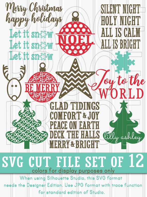 Christmas Svg Files Set Of 12 Svg Cut Files Svg Png Jpg Etsy