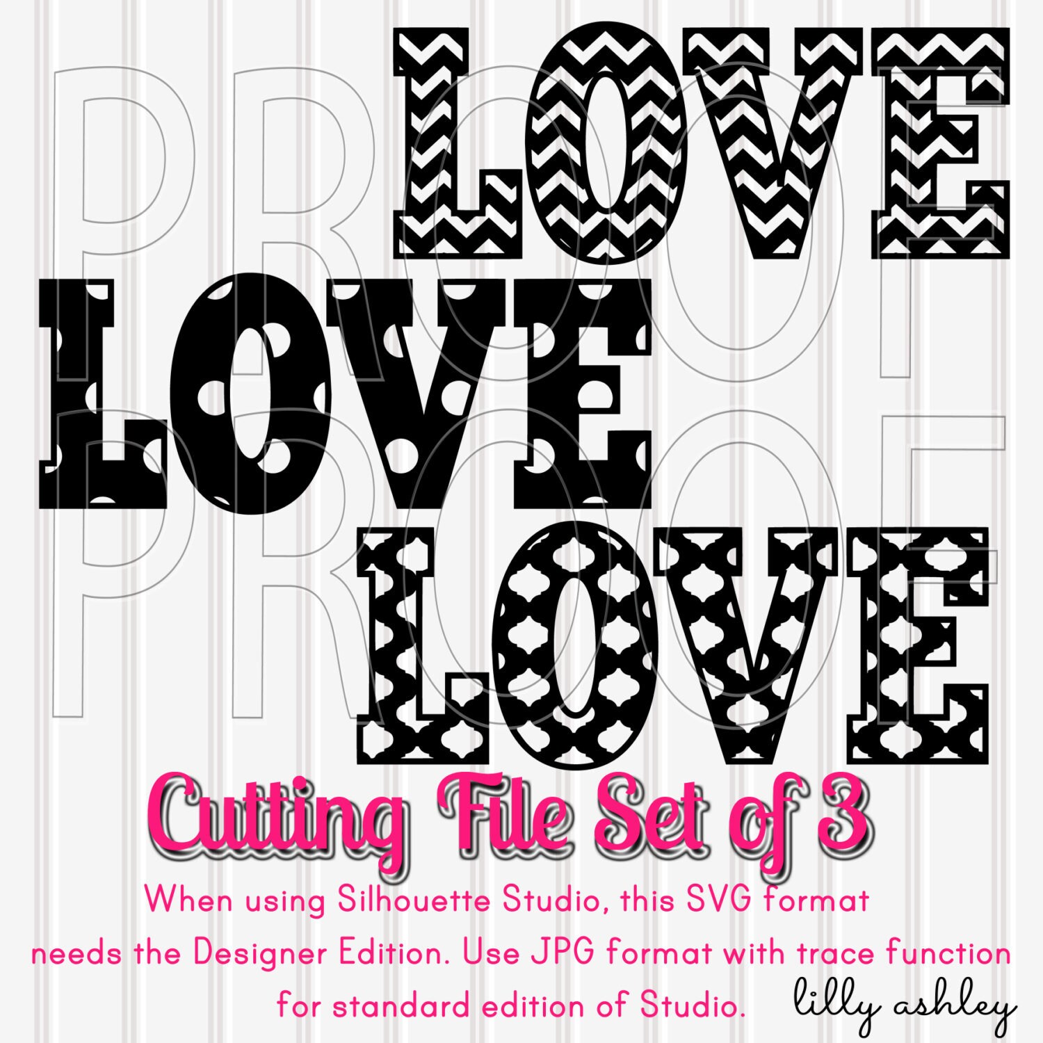 Download Love SVG Set of 3 Cutting Files with PNG & jpg format | Etsy