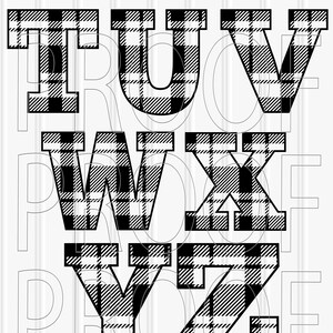 Plaid SVG Letter Cut File Set includes uppercase and lowercase Letters A-Z and solid letters for layering. svg png jpg formats buffalo plaid image 3