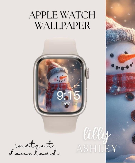 Christmas Apple Watch Face, Snowman Watch Background, Womens Apple