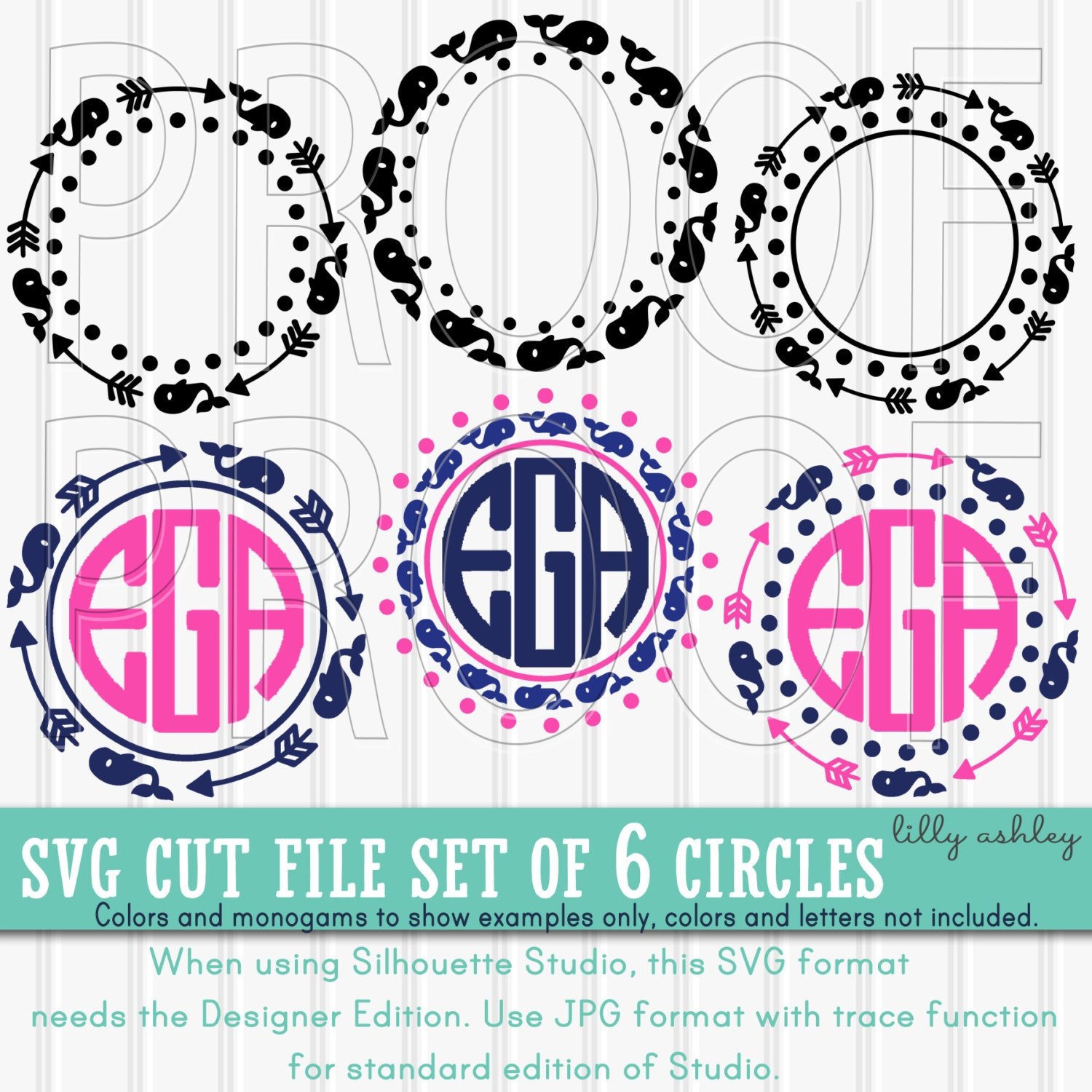 Monogram SVG Files Set of 6 in SVG PNG & jpg formats. | Etsy