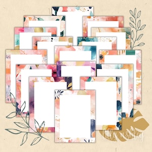 Border Paper Pack mit 16--PDF-Dateien--8,5x11-herunterladbares Papier, Computerpapier, Druckerpapier mit Rand, digitales Papier mit Rand