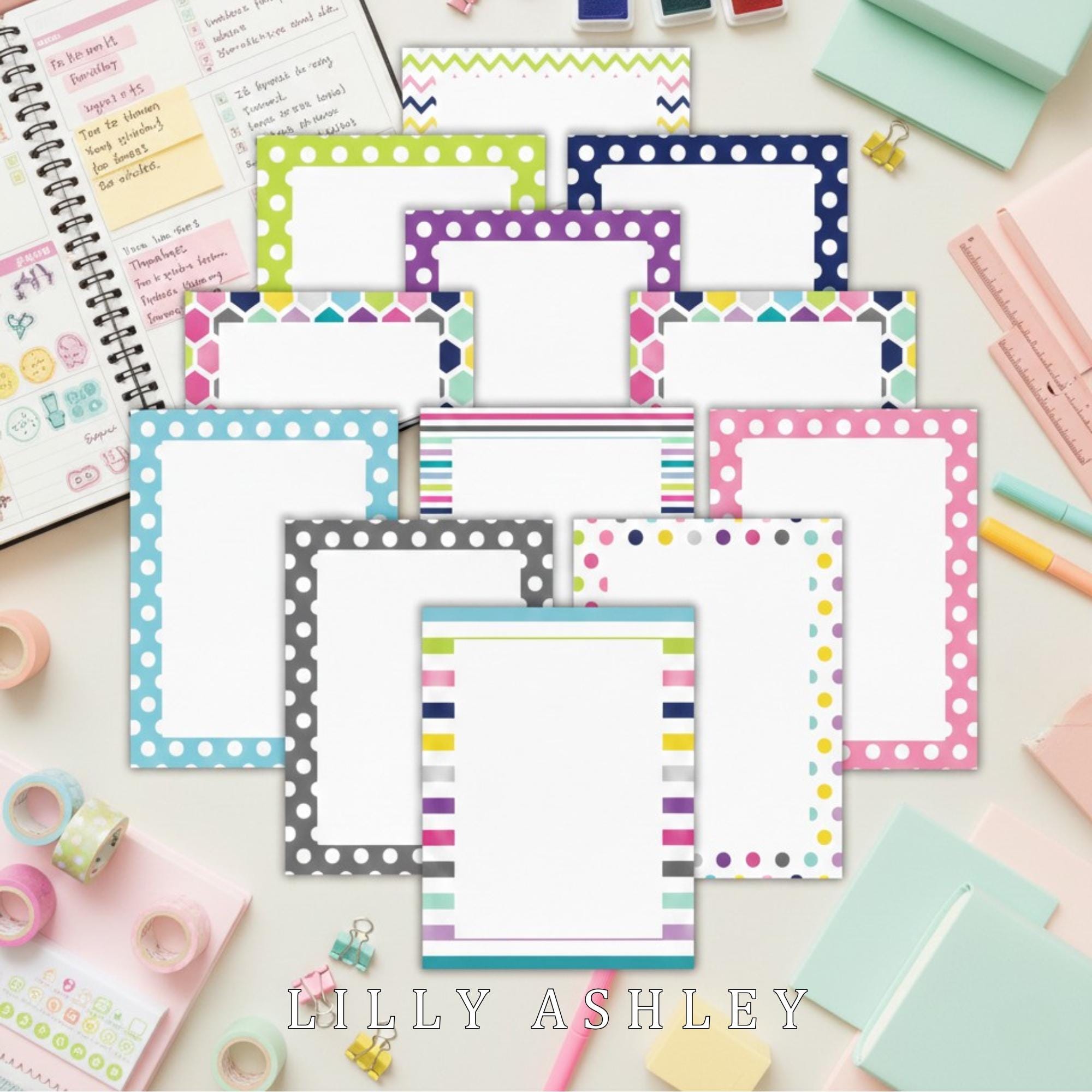 Border Paper Printable Pack of 24--JPG Format-8.5x11 Bordered