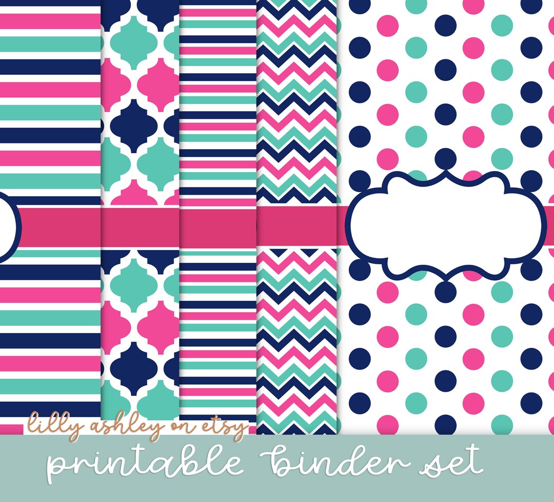 Binder Cover Printable SET of 5 W/backings-8.5x11-jpg &amp; PDF Editable ...