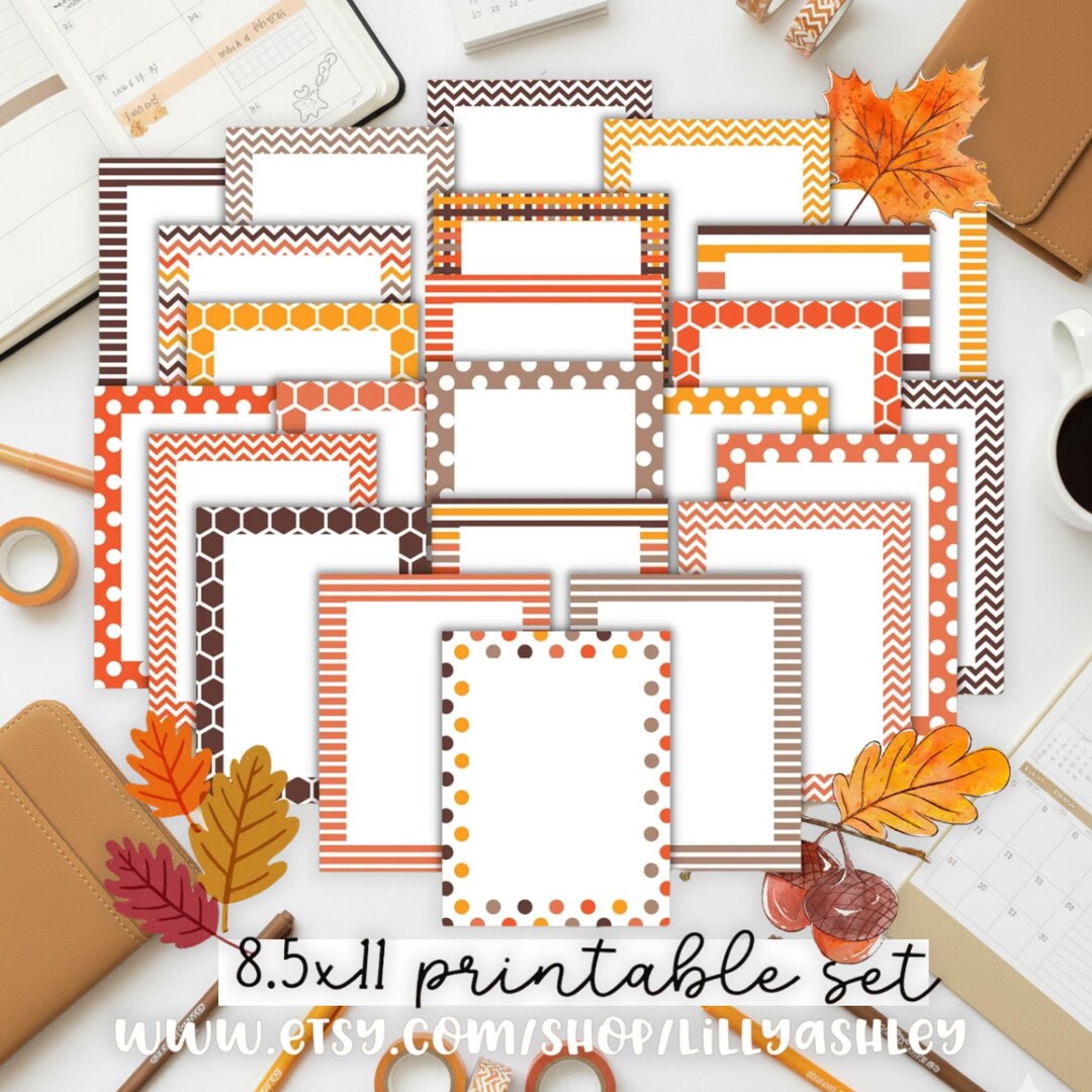Border Paper Printable Paper Set--jpg--8.5x11-fall Border Classroom ...