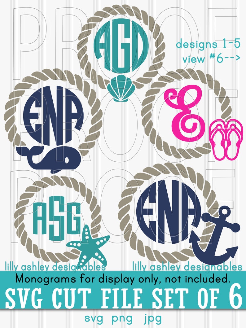 Download Monogram SVG Files Set of 6 cut files also with PNG JPG ...