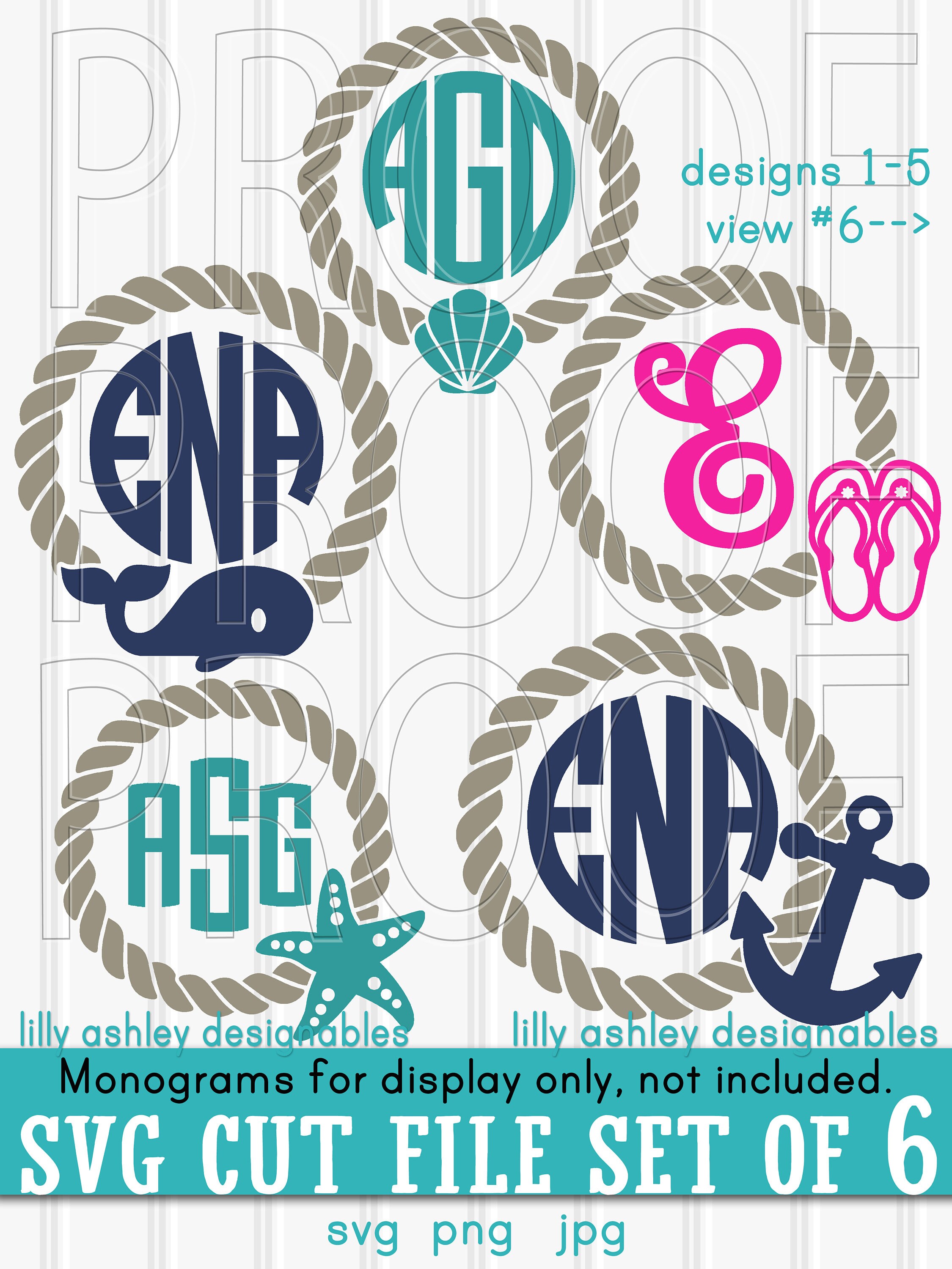 Download Monogram SVG Files Set of 6 cut files also with PNG JPG ...