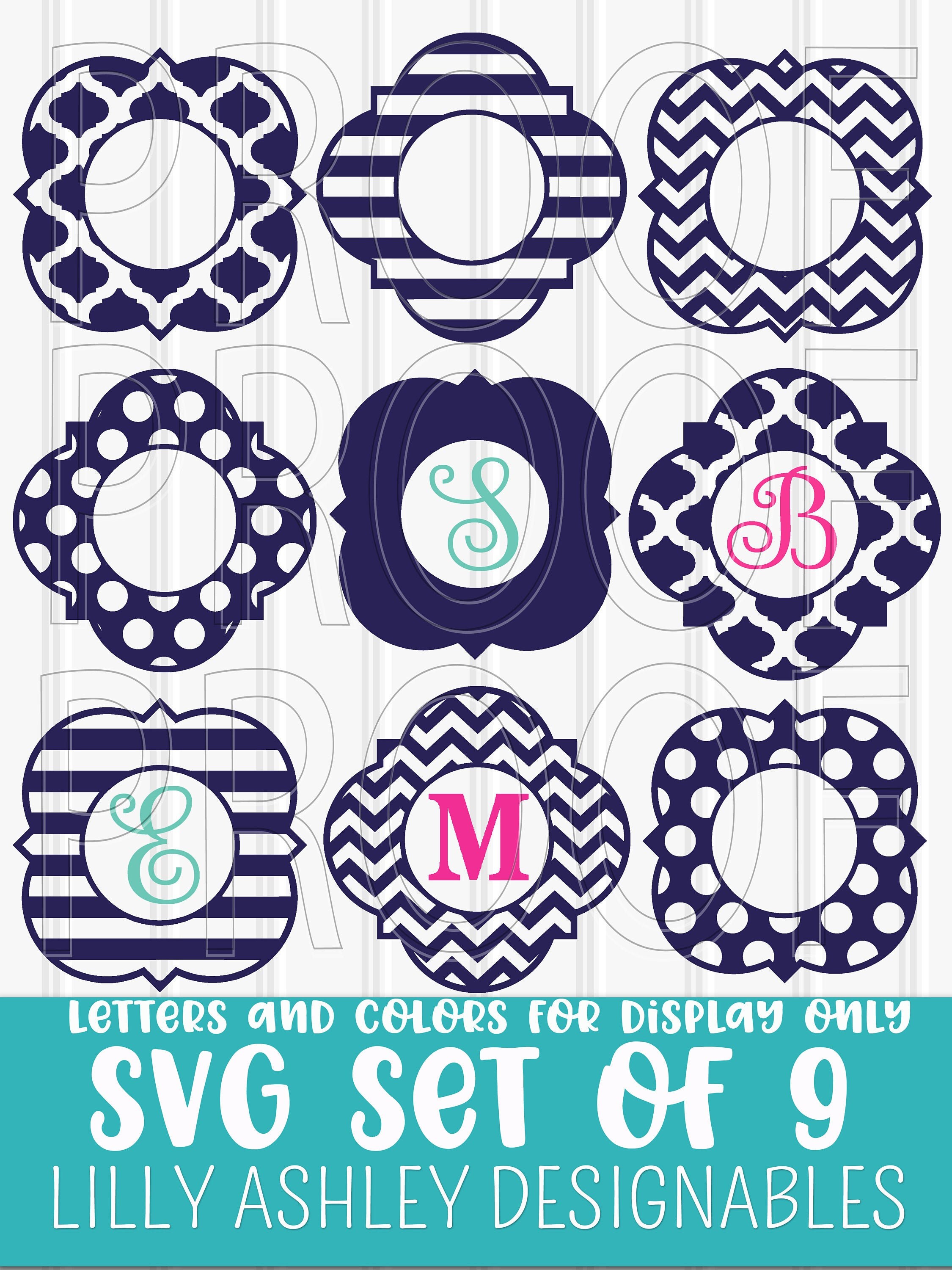Download Monogram Svg Files Set Of 9 Cutting Files Svg Png Jpg Formats Etsy