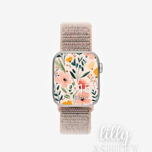 Quadrante Apple Watch Preppy Spring, Sfondo per orologio, Sfondo per Apple Watch da donna, Sfondo floreale per orologio, Quadrante colorato per l'estate