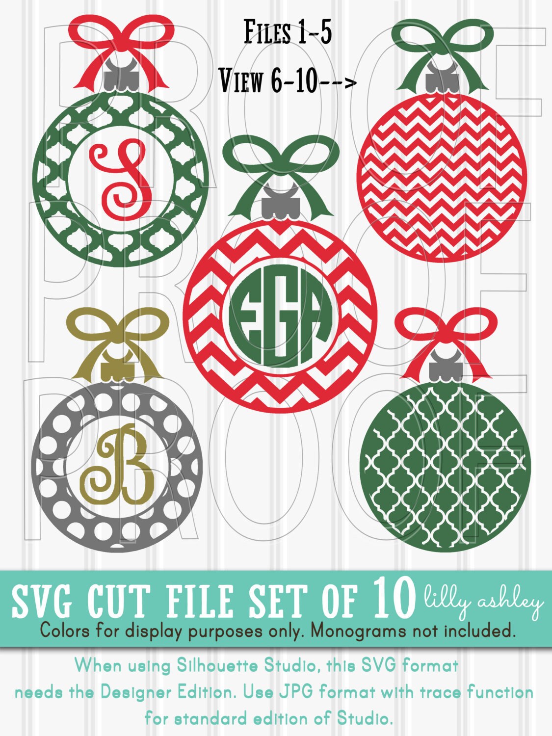 Download Christmas Monogram Svg File Set Of 10 Ornament Cut Files Etsy