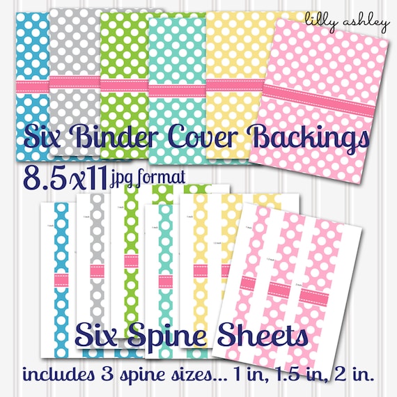 Printable Binder Backings and Spines...8.5x11 JPG format downloadables. Includes 6 Different Color Backings and 6 Coordinating Spine Sheets.