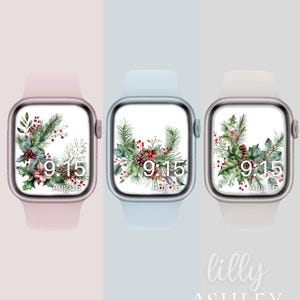 Christmas Apple Watch Face SET of THREE, Santa Watch Background, Womens Apple Watch Wallpaper, Holiday Apple Watch Face Instant Download