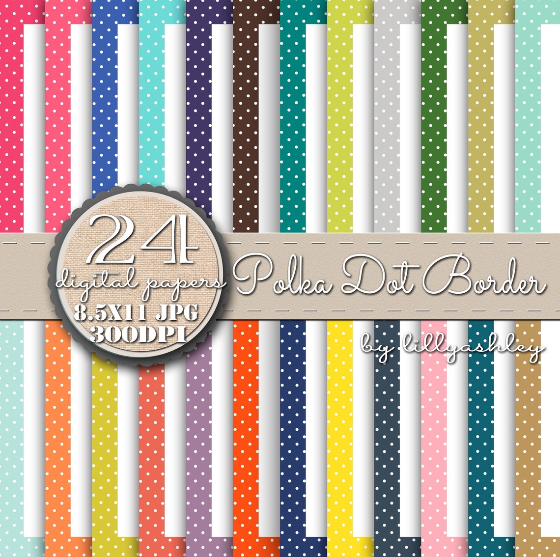 Bordered Paper Printable Borders Bundle of 24 Colors- PDF & JPG 8.5x11 ...