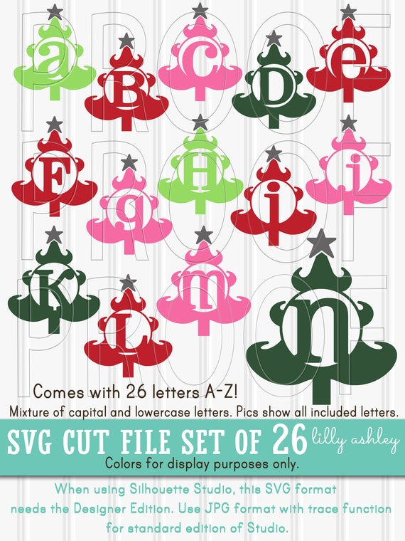 Christmas Svg Files Set Of 26 Christmas Tree Letter Cut Files Etsy