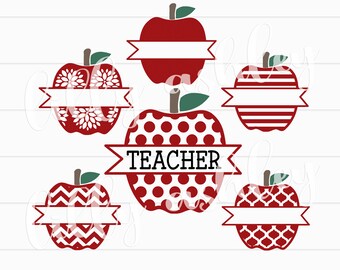 Teacher SVG & PNG Apple Set- Teaching SVG Files Apple Personalized Teacher appreciation designs, custom name teacher gift